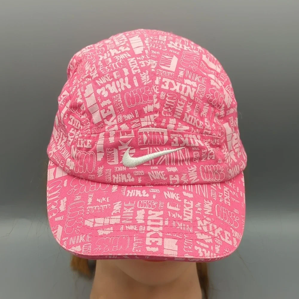 Nike Girls Adjustable Hat 5 Panel Cap Size 4-6X Pink Graphic White Swoosh